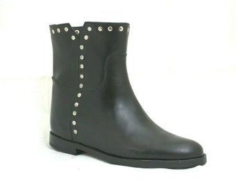 WOMEN ANKLEBOOTS boots, STUDS true leather, leather lining, made in Italy leather soles