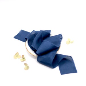 Hand Dyed Silk Ribbon, MIDNIGHT BLUE