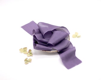 Ruban de soie teint à la main, AUBERGINE | violet foncé