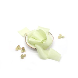 Hand Dyed Silk Ribbon, CELERY | green