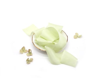 Hand Dyed Silk Ribbon, CELERY | green