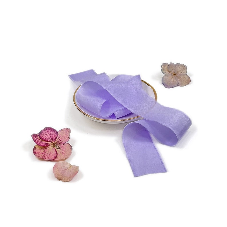 Hand-dyed silk ribbon WISTERIA wisterialila image 1