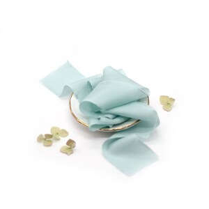 Hand Dyed Silk Ribbon, AQUA | blue