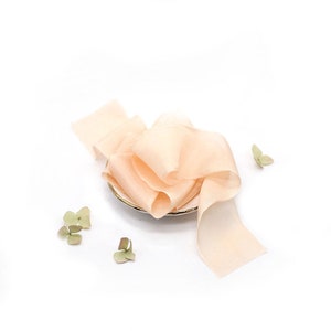 Hand Dyed Silk Ribbon, PEACH image 1