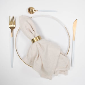 Set of 4 fabric napkins CREAM 45 x 45 cm - handmade in Germany with the right hem