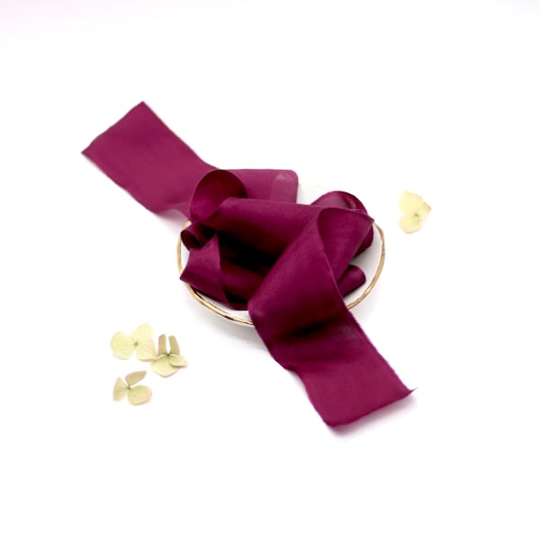 Hand Dyed Silk Ribbon, MARSALA