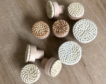 Boho Rattan Drawer Furniture Hardware Cabinet Knobs, Dresser Pulls, Cabinet Door Handles, Wicker Knobs - 36mm/50mm