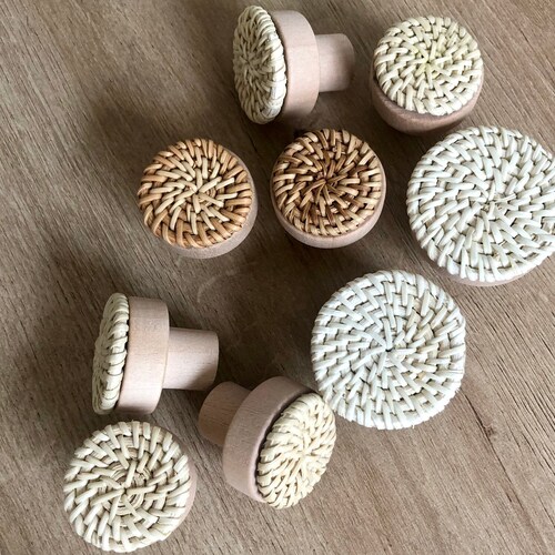 Boho Rattan Drawer Furniture Hardware Knobs Dresser Etsy