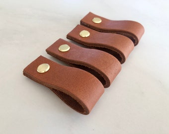 Leather furniture cabinet pulls, leather drawer pulls - 6cm