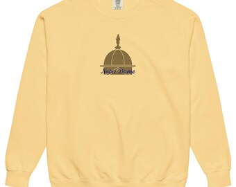 Vintage Notre Dame Gold Dome Unisex garment-dyed oversized cozy sweatshirt, Vintage college t-shirts, college sports sweatshirts, hoodies
