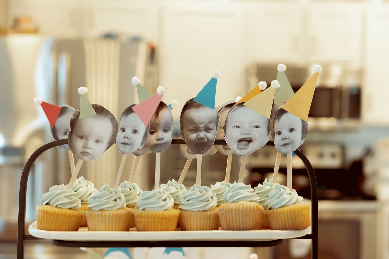 Face Cupcake Topper Baby Face Cupcake Topper First Birthday Etsy