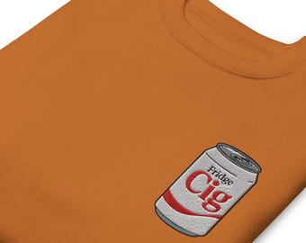 Embroidered pass me a fridge cig sweatshirt, diet soda crewneck, soda can humor sweater, holiday gift sweater, pop cola drink Unisex Premium