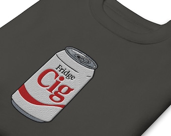 Embroidered pass me a fridge cig sweatshirt, diet soda crewneck, soda can humor sweater, holiday gift sweater, pop cola drink Unisex Premium