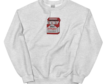 Embroidered fridge cig sweatshirt, diet soda pop crewneck, funny soda can humor sweater, holiday gift sweater, pop soda cola drink unisex
