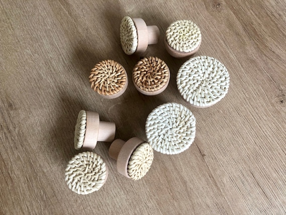 boho handles for dresser Indian Shelf 6 Piece Adjustable Drawer Pulls Decorative Rattan Boho Wood  Cabinet Pulls Handles Unique Dresser Door Handles Interior Golden Cabinet  Hardware- 7" (Style 2)