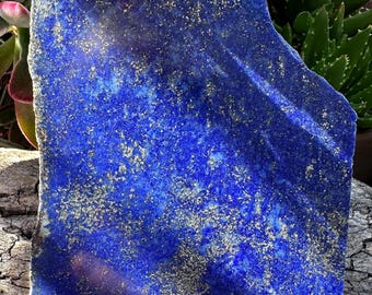 Natural Lapis Lazuli Half Polished Slab from Pakistan| Polished Blue Crystal | Display Specimen | Crystal Decor | Meditation Stone