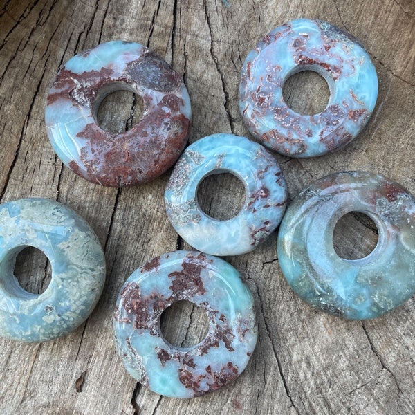 Soothing Polished Larimar Disc / Sphere Stands from Dominican Republic