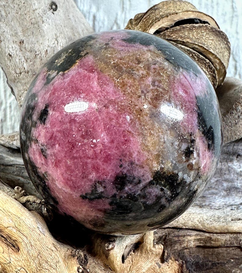 Rhodonite Sphere From Madagascar - Etsy