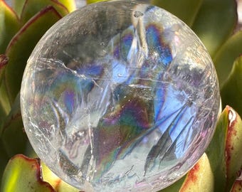 ClearQuartz Sphere with Rainbows: Brazilian Crystal Healing Stone