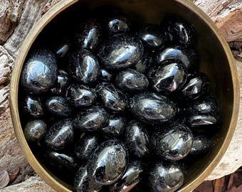 Black Tourmaline Tumbled Stones from a Nepal