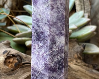 Shimmering Lepidolite Tower from Brazil, Purple Mica, Mica with Lithium