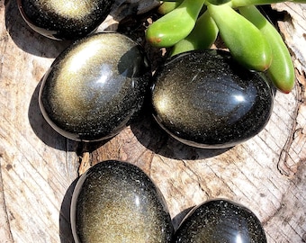 Gold Sheen Obsidian Pebble: "Wizard Stone" from Mexico