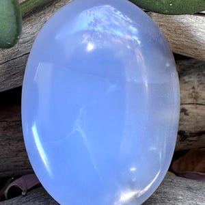 Soothing Blue Chalcedony Palmstone from China image 2