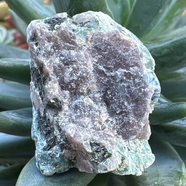 Ruby Corundum and Aquamarine Rough Stone from India
