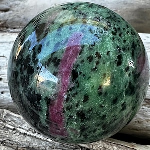 Ruby in Zoisite Sphere: Indian Crystal Healing Stone (68mm)