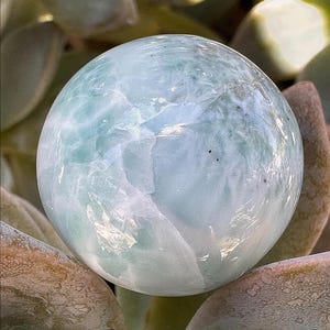 AAA Larimar Sphere: Polished Atlantis Stone from Dominican Republic