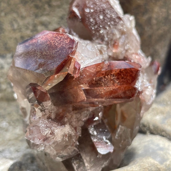 Shimmering High Quality Red Quartz with Hematite Inclusions from Brazil