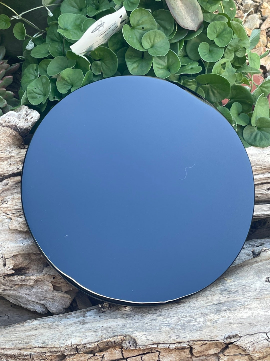 Extra Large Black Obsidian Disc / Polished Obsidian Scrying Mirror From