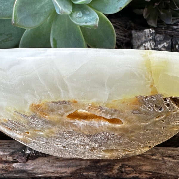 Gorgeous Hand Carved Half Polished Onyx Bowl from Mexico