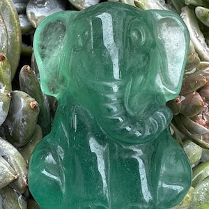 Green Fluorite Elephant Carving from Brazil