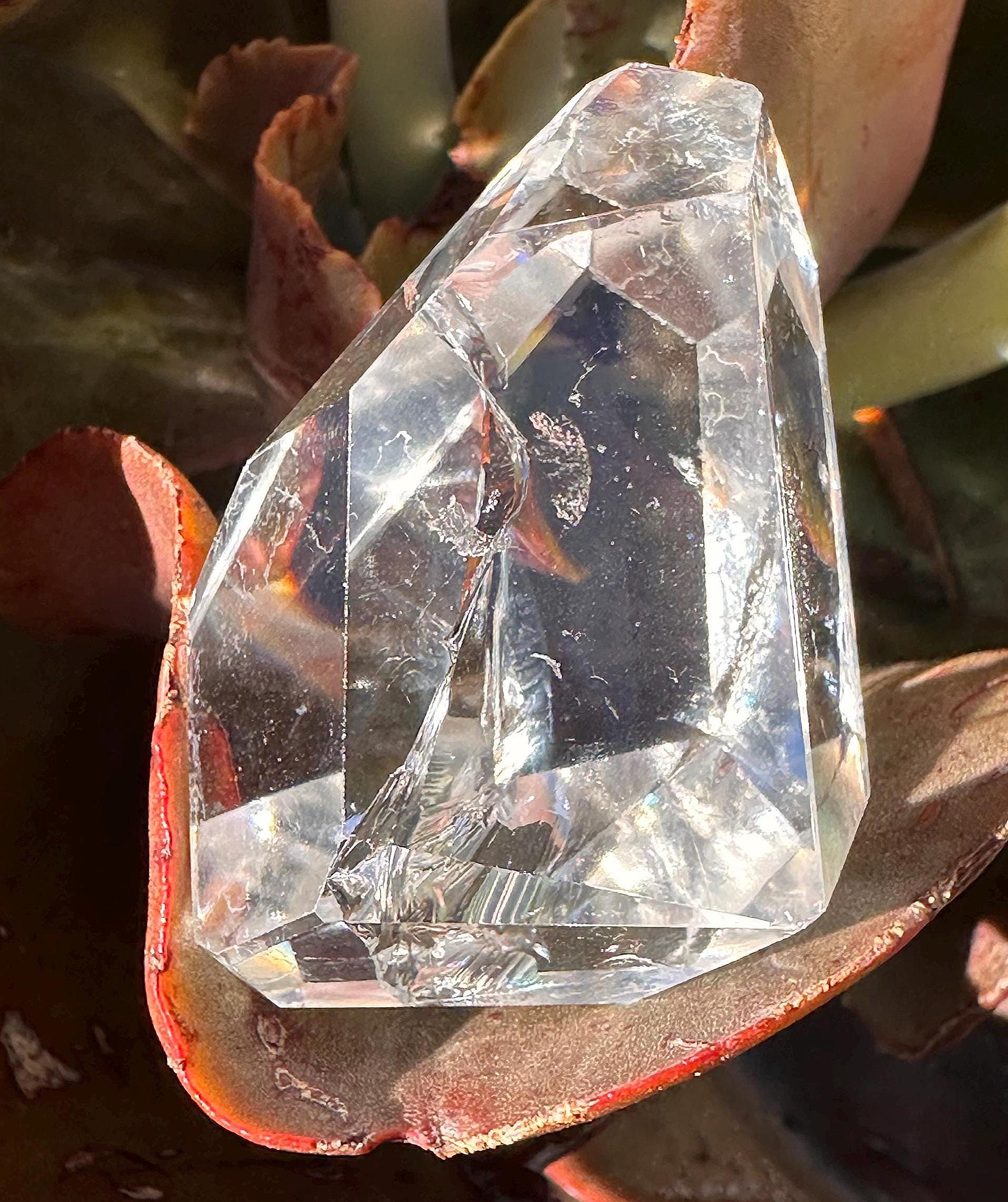 クリアクォーツクリスタルフリーフォーム：虹付き - Etsy 日本