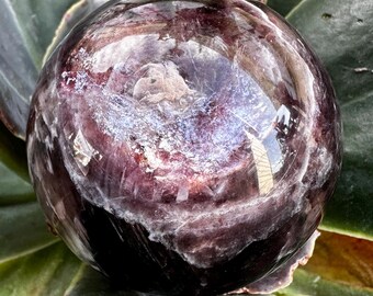 Gorgeous Deep Purple Gem Lepidolite Sphere from Brazil, Purple Mica, Mica with Lithium