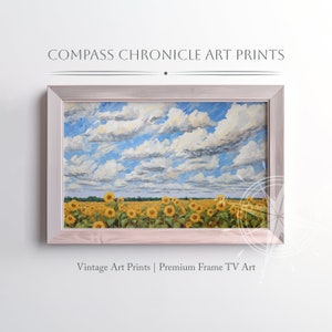 Sunflower Field Oil Painting: Rustic Cottagecore Decor (Digital Download)