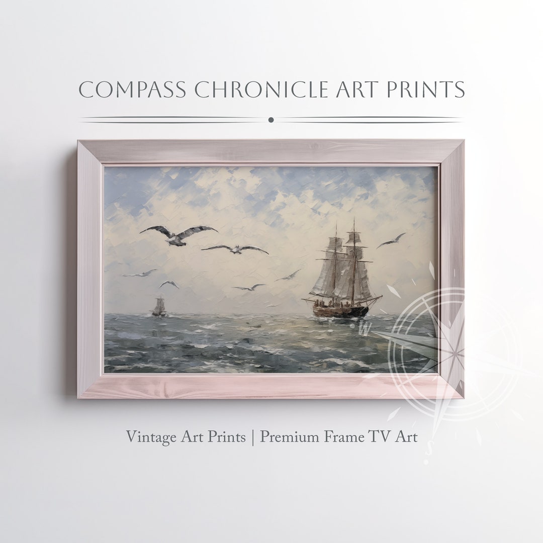 Printable Ship Painting, Oil Painting, Nautical Decor, Oceancore Decor ...