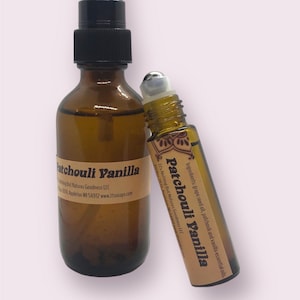 Patchouli Vanilla Roll On or Spray Fragrance  Body Spray Room Spray Vegan Nut Free