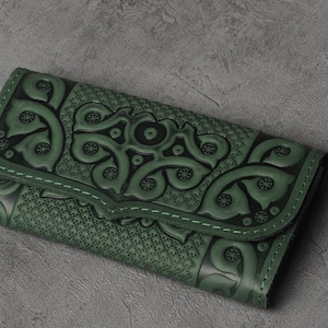 Portefeuille en cuir vert, portefeuille pour femme, portefeuille en cuir vert, cadeau pour femme, portefeuille de voyage en cuir, porte-documents de voyage, portefeuille féminin