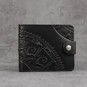 Cartera de cuero negro, billetera de cuero para hombres, billetera de bolsillo para hombres, billetera pequeña para hombres, billetera de cuero genuino, billetera de cuero
