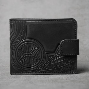 Cartera de cuero negro, billetera de cuero para hombres, billetera de bolsillo para hombres, billetera pequeña para hombres, billetera de cuero genuino, billetera de cuero imagen 3