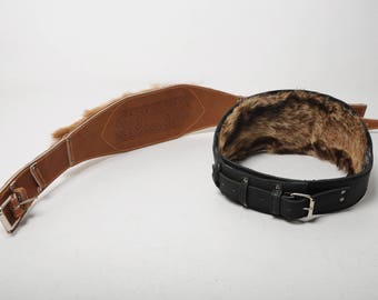 Wide leather belt, waist leather belt, viking belt, leather men's corset, athletic belt, viking corset, leather belt with dog's fur