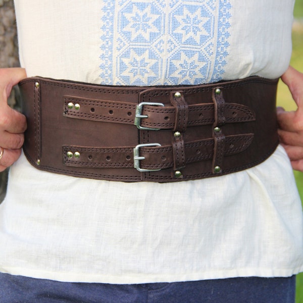 Genuine leather corset belt, mens wide leather belt, renaissance belt corset, leather cosplay belt, medieval kidney belt