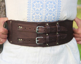 Genuine leather corset belt, mens wide leather belt, renaissance belt corset, leather cosplay belt, medieval kidney belt