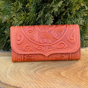 Cartera de piel naranja, cartera de piel suave, cartera de piel boho, cartera de piel auténtica, cartera de piel auténtica, cartera de mano