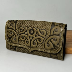 olive leather wallet, soft leather wallet, boho wallet leather, genuine leather wallet, genuine leather wallet, clutch wallet