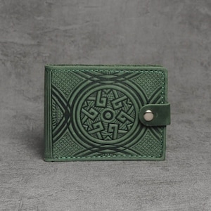 Billetero de piel para mujer, billetera de piel suave, billetera con relieve, billetera de bolsillo, billetera pequeña para mujer, billetera verde