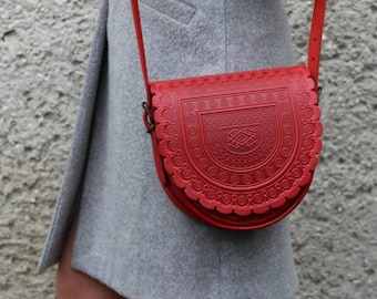 Red purse womens, messenger bag, hot tooled bag, genuine leather bag, purse womens, shoulder leather bag, crossbody bag womens, red bag