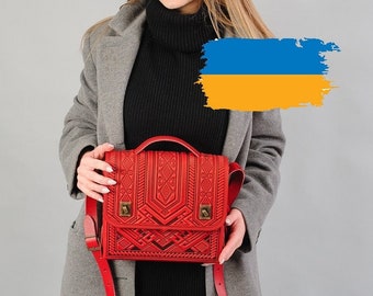 Rote Leder Umhängetasche, Echtledertasche, geprägte Ledertasche, Leder Aktentasche, Crossbody Tasche, Umhängetasche, geräumige Tasche